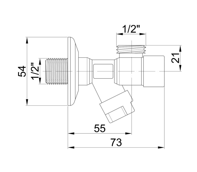 Кран приладовий буксовий Icma 1/2" кутовий №518 SD00005713