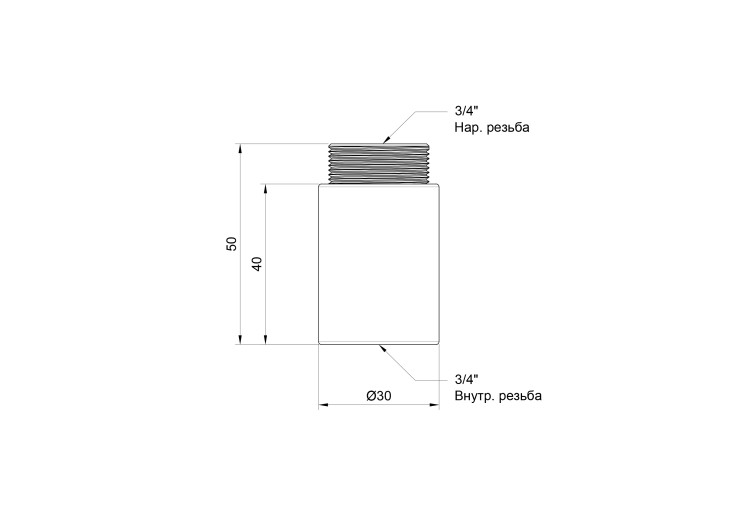 Удлинитель SD Plus 40х3/4" хром SD1302040 SD00010157 Удлинитель SD Plus 40х3/4" хром SD1302040 SD00010157