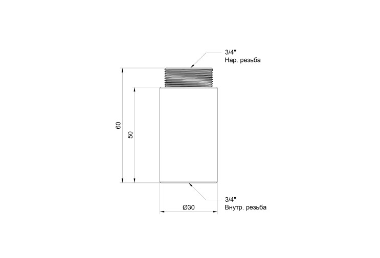Удлинитель SD Plus 50х3/4" хром SD1302050 SD00010158 Удлинитель SD Plus 50х3/4" хром SD1302050 SD00010158