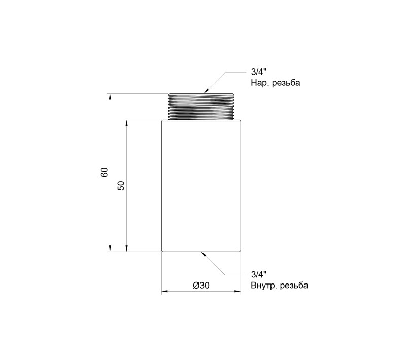 Удлинитель SD Plus 50х3/4" хром SD1302050 SD00010158 Удлинитель SD Plus 50х3/4" хром SD1302050 SD00010158