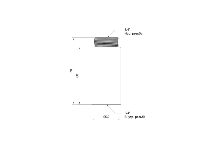 Удлинитель SD Plus 60х3/4" хром SD1302060 SD00010159