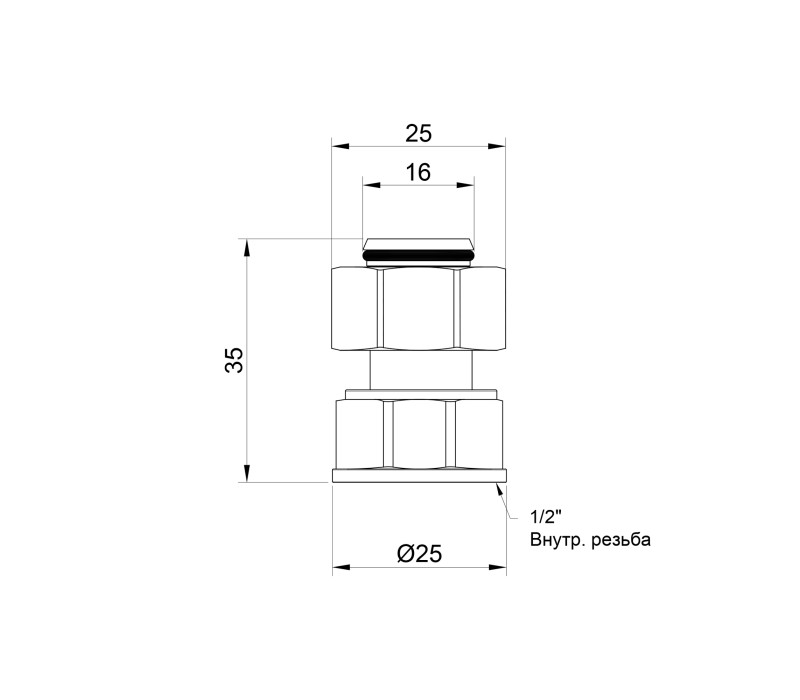 Переходник обжимной SD Plus 16х1/2" ВР SD153W1615 SD00002623 Переходник обжимной SD Plus 16х1/2" ВР SD153W1615 SD00002623