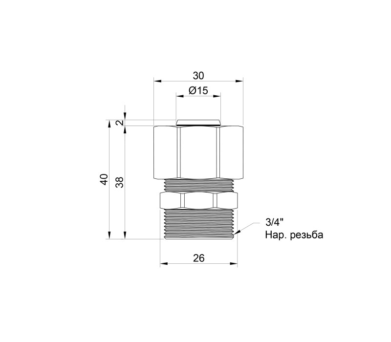 Переходник обжимной SD Plus 20х3/4" НР SD154W2020 SD00002630 Переходник обжимной SD Plus 20х3/4" НР SD154W2020 SD00002630