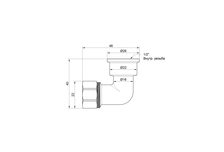 Кутик обтискний SD Plus 16х1/2" ВР SD156W1615 SD00002724