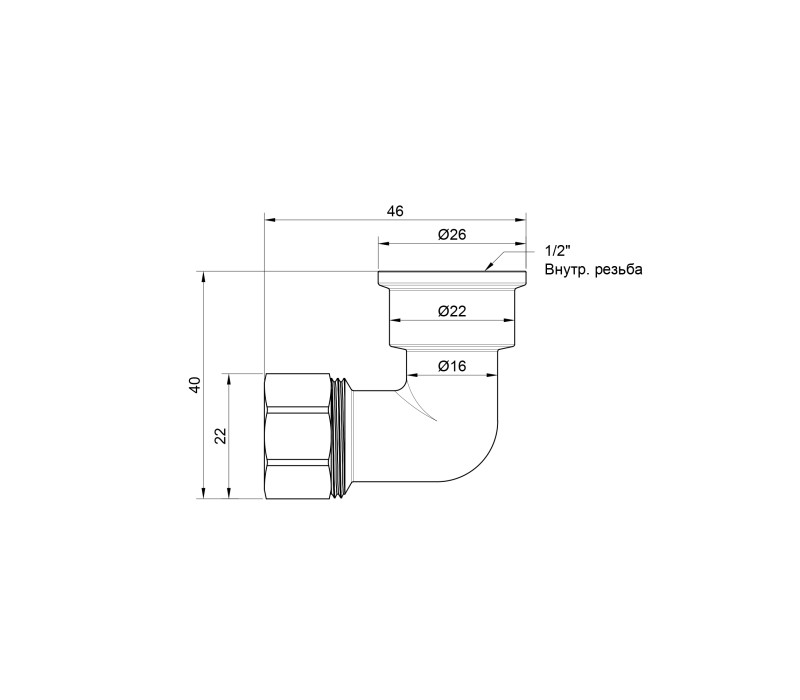 Уголок обжимной SD Plus 16х1/2" ВР SD156W1615 SD00002724 Уголок обжимной SD Plus 16х1/2" ВР SD156W1615 SD00002724
