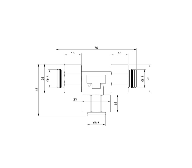 Тройник обжимной SD Plus 16 SD158W161616 SD00002641 Тройник обжимной SD Plus 16 SD158W161616 SD00002641