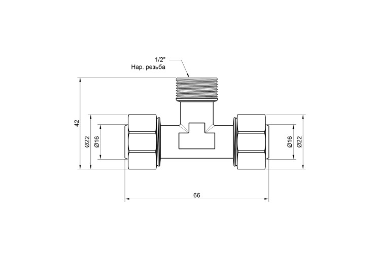 Тройник обжимной SD Plus 16х1/2"х16 НР SD160W161516 SD00002668 Тройник обжимной SD Plus 16х1/2"х16 НР SD160W161516 SD00002668