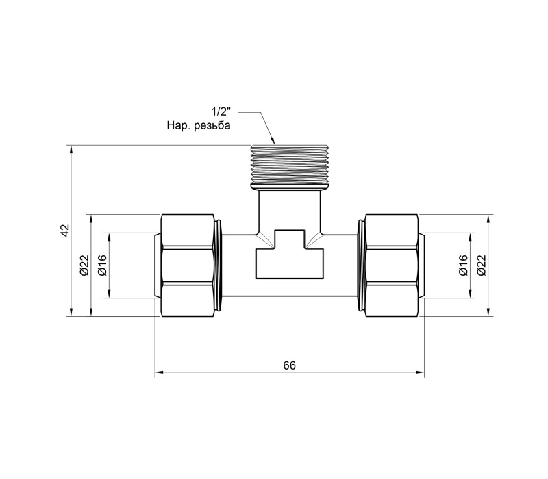 Тройник обжимной SD Plus 16х1/2"х16 НР SD160W161516 SD00002668 Тройник обжимной SD Plus 16х1/2"х16 НР SD160W161516 SD00002668