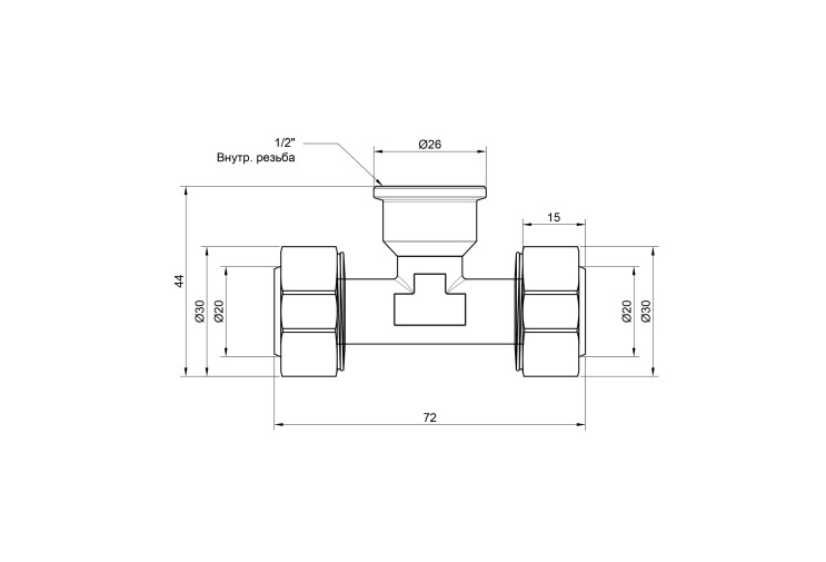 Тройник обжимной SD Plus 20х1/2"х20 ВР SD159W201520 SD00002669 Тройник обжимной SD Plus 20х1/2"х20 ВР SD159W201520 SD00002669