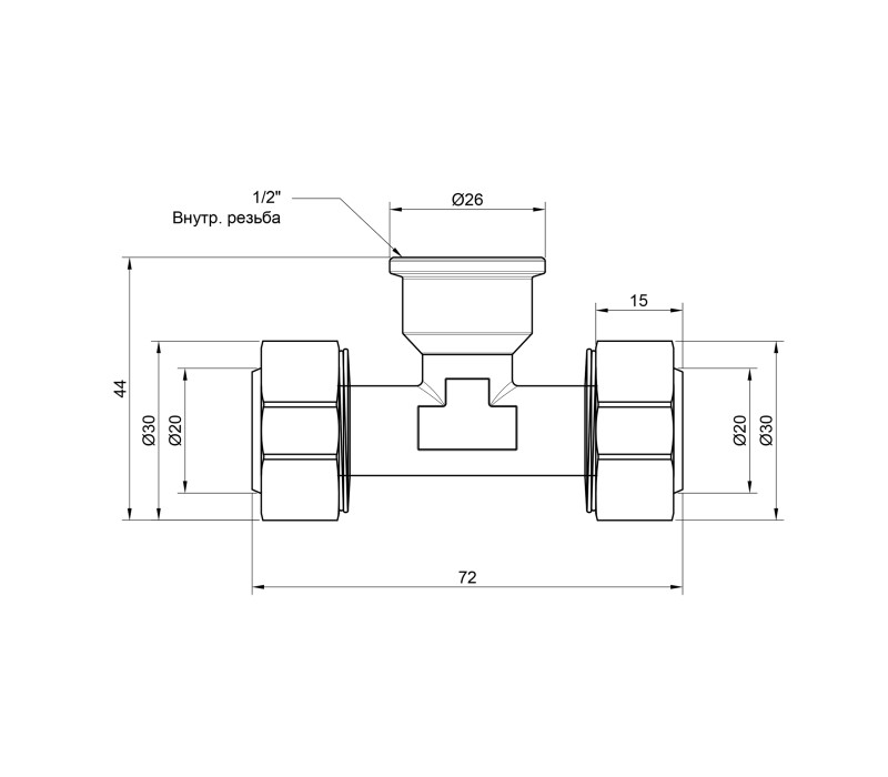 Тройник обжимной SD Plus 20х1/2"х20 ВР SD159W201520 SD00002669 Тройник обжимной SD Plus 20х1/2"х20 ВР SD159W201520 SD00002669