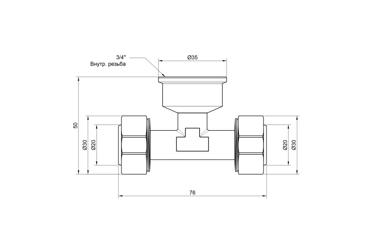 Тройник обжимной SD Plus 20х3/4"х20 ВР SD159W202020 SD00002671 Тройник обжимной SD Plus 20х3/4"х20 ВР SD159W202020 SD00002671