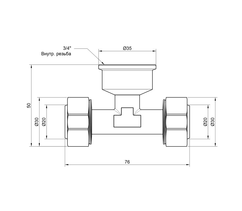 Тройник обжимной SD Plus 20х3/4"х20 ВР SD159W202020 SD00002671 Тройник обжимной SD Plus 20х3/4"х20 ВР SD159W202020 SD00002671