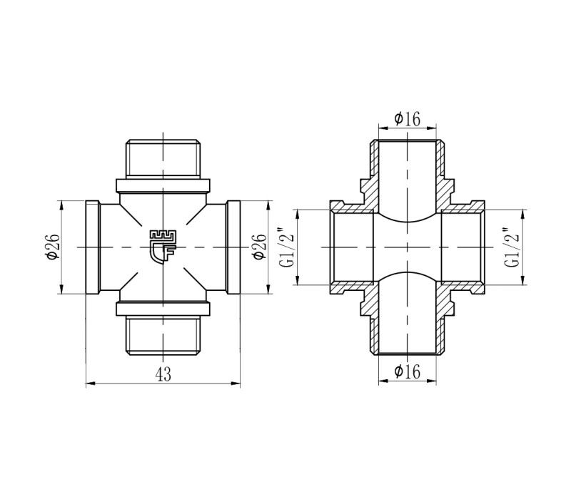 Крестовина SD Forte 1/2" ВН SF35515 SD00002537 Крестовина SD Forte 1/2" ВН SF35515 SD00002537