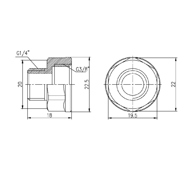 Перехід SD Forte 3/8"х3/4" ВЗ SF36096 SD00002618 Перехід SD Forte 3/8"х3/4" ВЗ SF36096 SD00002618