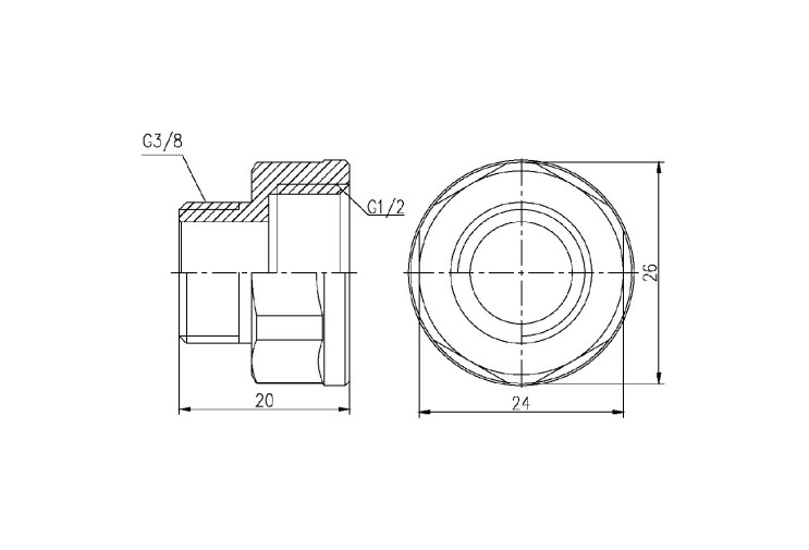 Переход SD Forte 1/2"х3/8" ВН SF360159 SD00002615 Переход SD Forte 1/2"х3/8" ВН SF360159 SD00002615