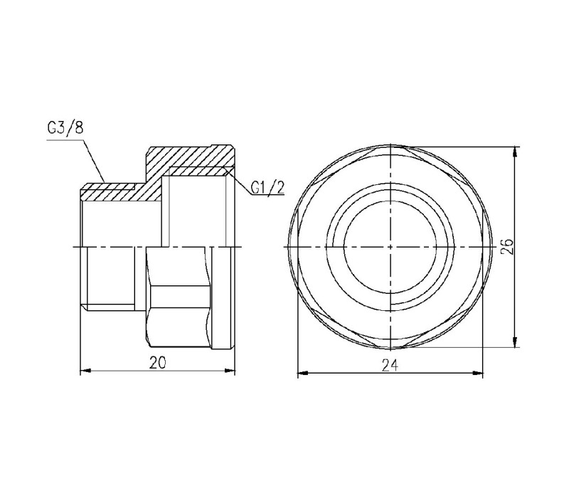 Перехід SD Forte 1/2"х3/8" ВЗ SF360159 SD00002615
