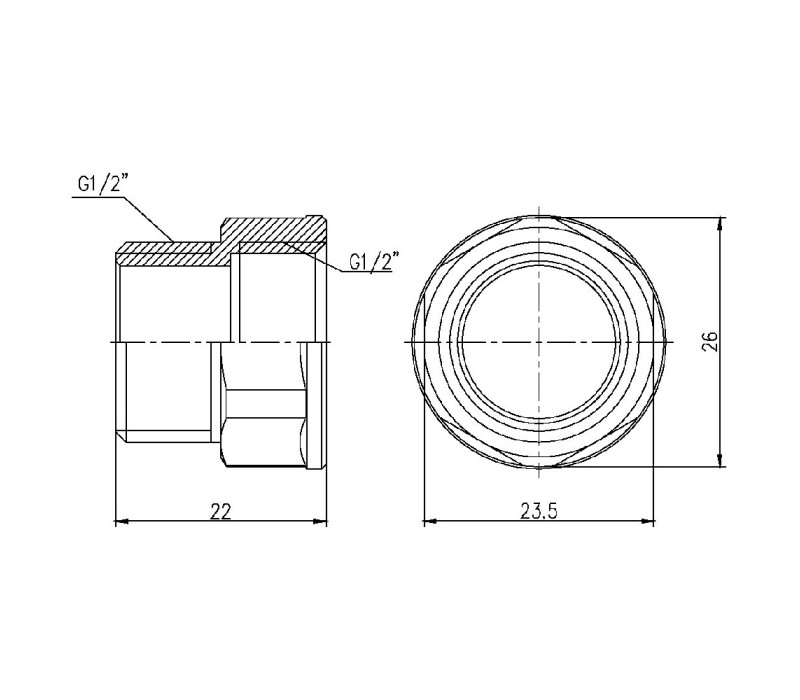 Перехід SD Forte 1/2" ВЗ SF3601515 SD00002613 Перехід SD Forte 1/2" ВЗ SF3601515 SD00002613
