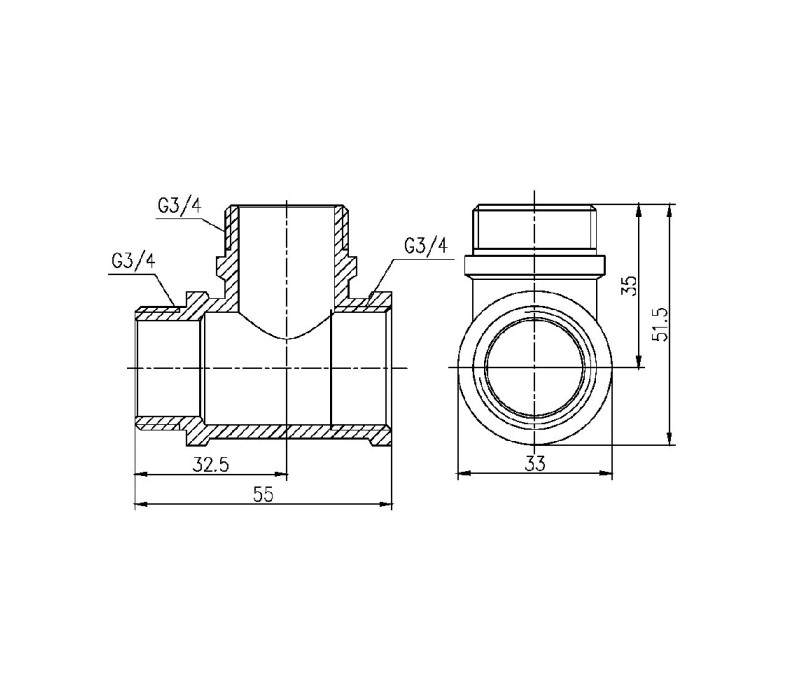 Тройник SD Forte 3/4" ВНН SF36520 SD00002682