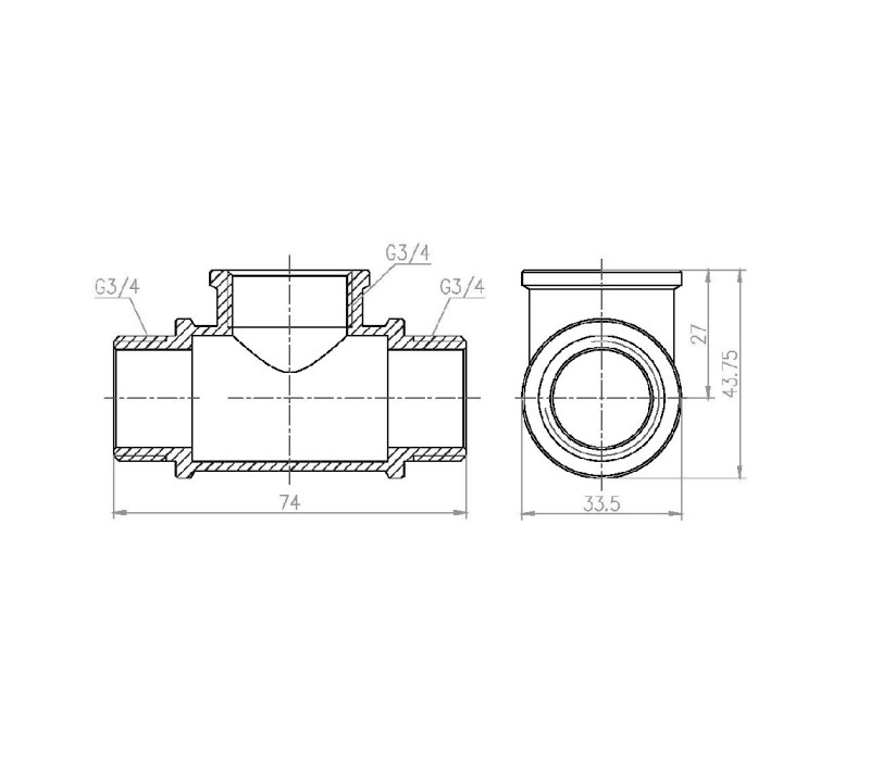 Тройник SD Forte 3/4" ВНН SF36620 SD00002683