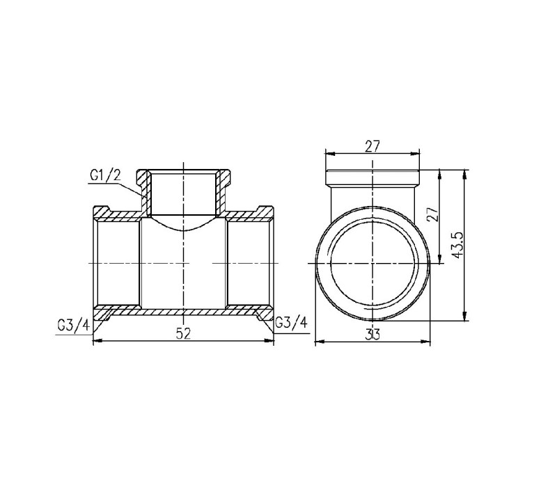 Трійник редукційний SD Forte 3/4"х1/2"х3/4" ВВ SF362201520 SD00002678