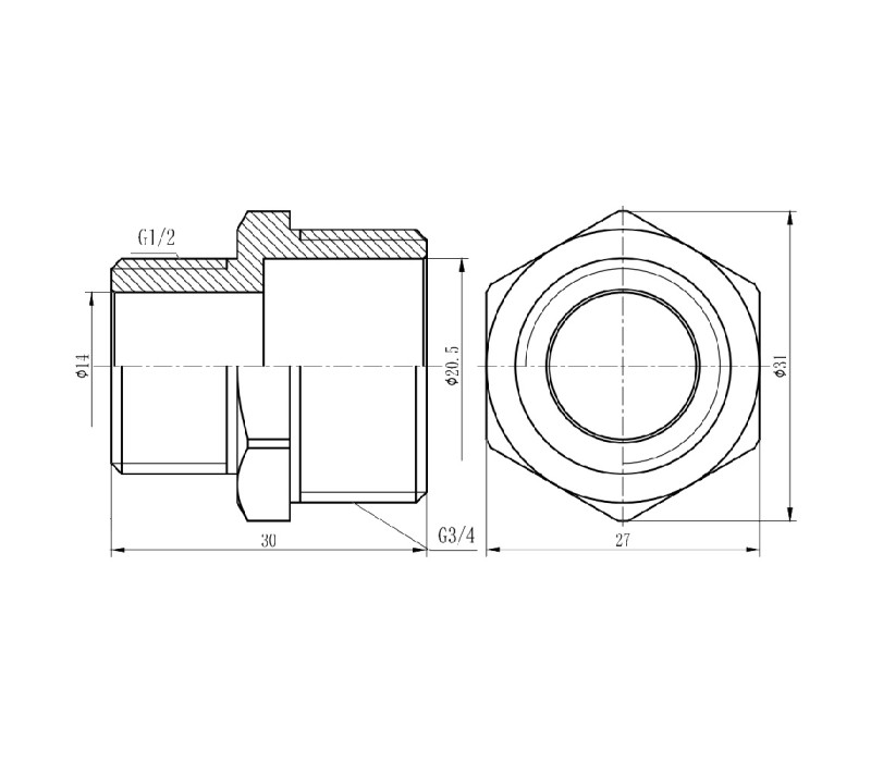 Ніпель редукційний SD Forte 3/4"х1/2" хром SF359H2015 SD00002598