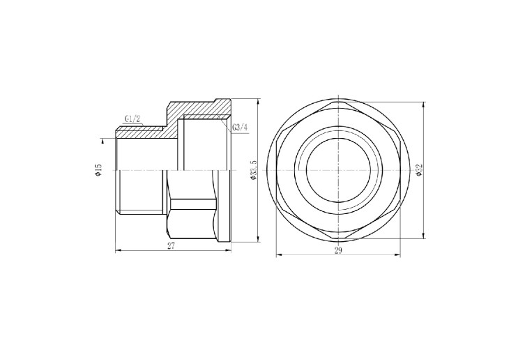 Переход SD Forte 3/4"х1/2" ВН хром SF360H2015 SD00002638 Переход SD Forte 3/4"х1/2" ВН хром SF360H2015 SD00002638