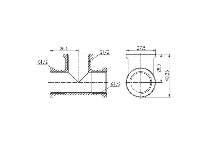 Трійник SD Forte 1/2" ВВ хром SF361H15 SD00002687