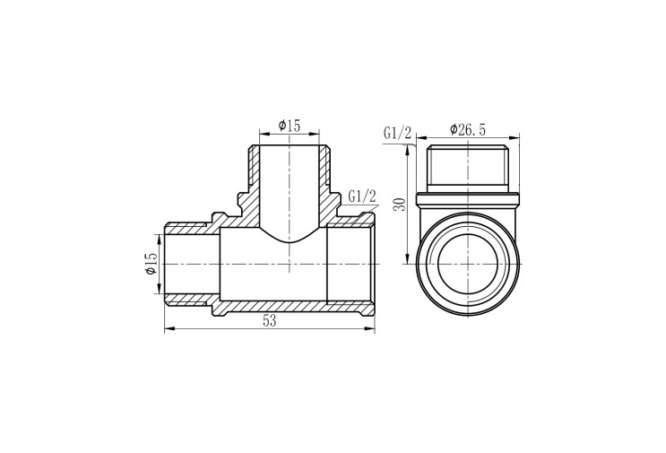 Трійник SD Forte 1/2" ВЗЗ хром SF365H15 SD00002688