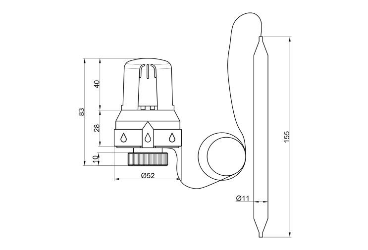 Термоголовка Icma 30х1,5 с выносным датчиком №997 SD00008804 Термоголовка Icma 30х1,5 с выносным датчиком №997 SD00008804