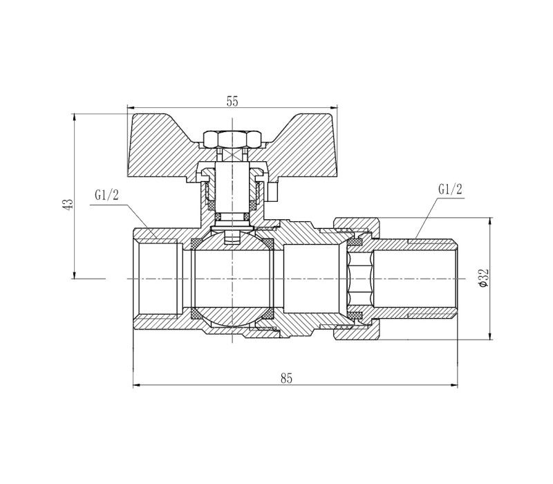 Кран кульовий "Американка" SD Forte 1/2" прямий SF220W15 SD00017967