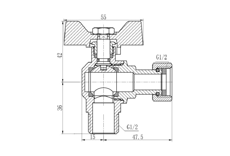 Кран кульовий з накидною гайкою SD Forte 1/2" ВЗ для води кутовий SF224W15 SD00017977 Кран кульовий з накидною гайкою SD Forte 1/2" ВЗ для води кутовий SF224W15 SD00017977