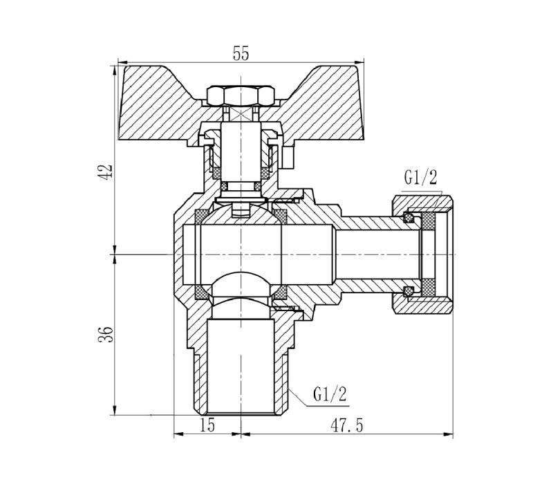 Кран кульовий з накидною гайкою SD Forte 1/2" ВЗ для води кутовий SF224W15 SD00017977 Кран кульовий з накидною гайкою SD Forte 1/2" ВЗ для води кутовий SF224W15 SD00017977