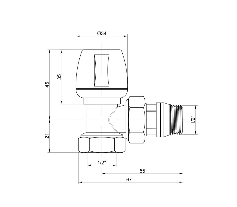 Кран радіаторний Icma 1/2" з антипротіканням кутовий №803+940 SD00020435 Кран радіаторний Icma 1/2" з антипротіканням кутовий №803+940 SD00020435