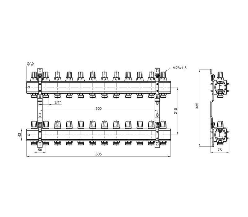 Коллектор Icma 1" 12 выходов №K005 SD00020447 Коллектор Icma 1" 12 выходов №K005 SD00020447