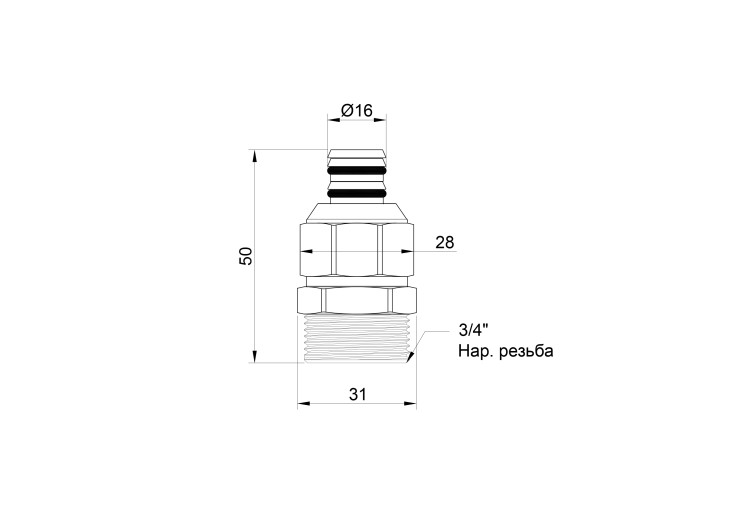 Переходник обжимной Icma 16х3/4" НР №531 SD00020718 Переходник обжимной Icma 16х3/4" НР №531 SD00020718