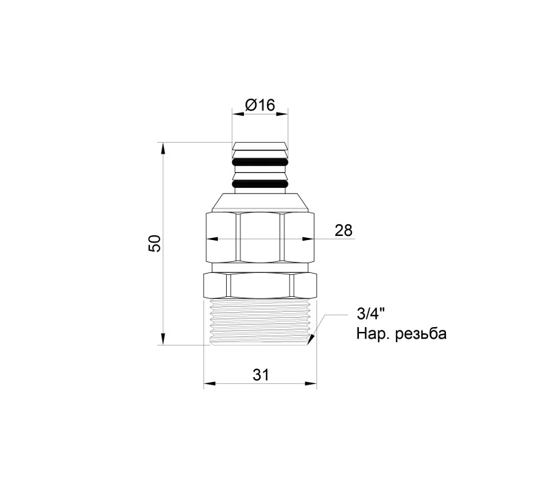 Переходник обжимной Icma 16х3/4" НР №531 SD00020718