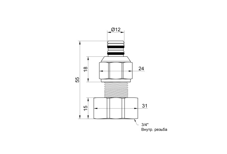 Переходник обжимной Icma 16х3/4" ВР №532 SD00020721 Переходник обжимной Icma 16х3/4" ВР №532 SD00020721