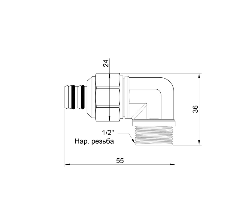 Уголок обжимной Icma 16х1/2" НР №534 SD00020725