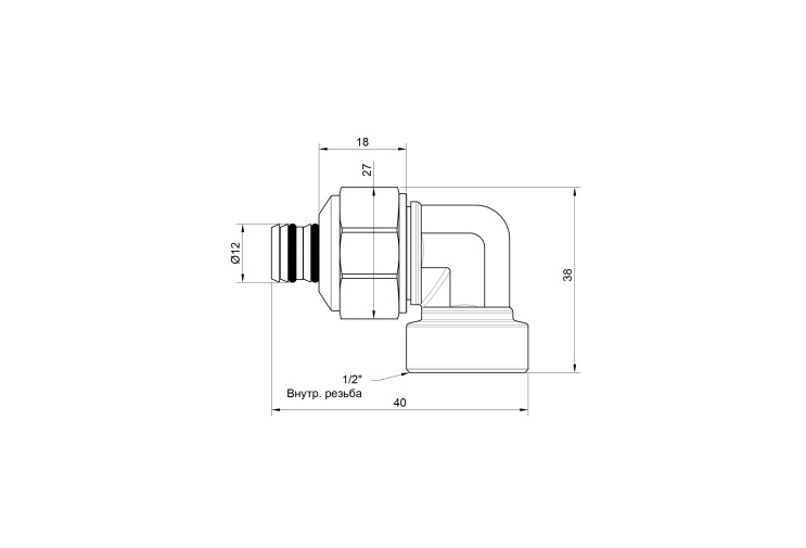 Уголок обжимной Icma 16х1/2" ВР №535 SD00020729 Уголок обжимной Icma 16х1/2" ВР №535 SD00020729