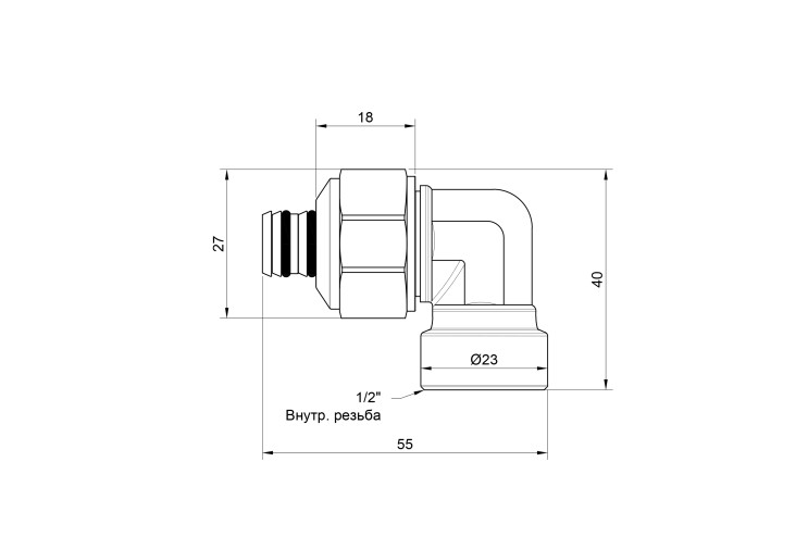 Уголок обжимной Icma 20х1/2" ВР №535 SD00020730 Уголок обжимной Icma 20х1/2" ВР №535 SD00020730