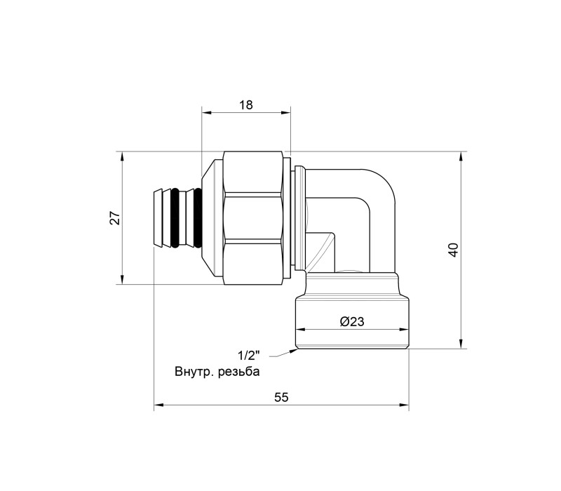 Уголок обжимной Icma 20х1/2" ВР №535 SD00020730