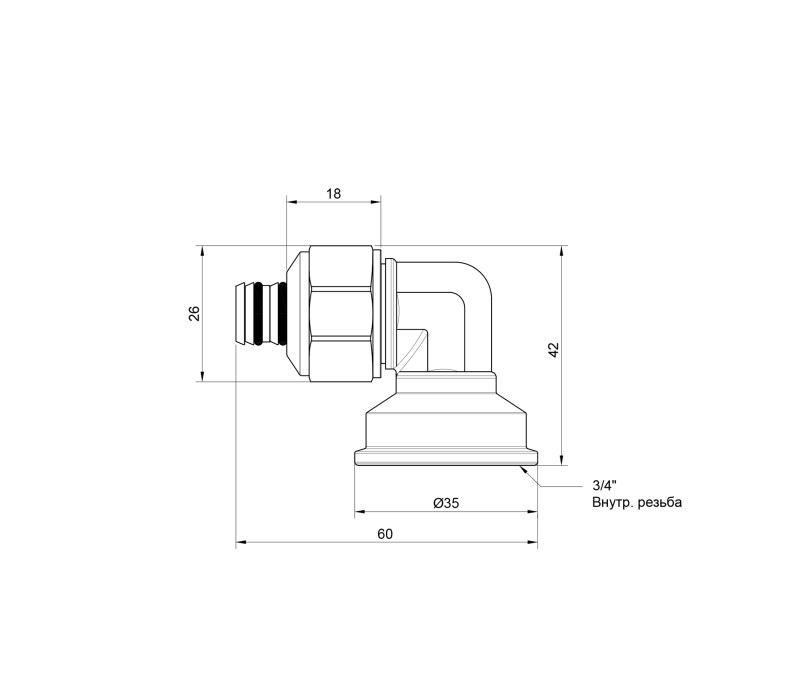 Уголок обжимной Icma 20х3/4" ВР №535 SD00020732 Уголок обжимной Icma 20х3/4" ВР №535 SD00020732