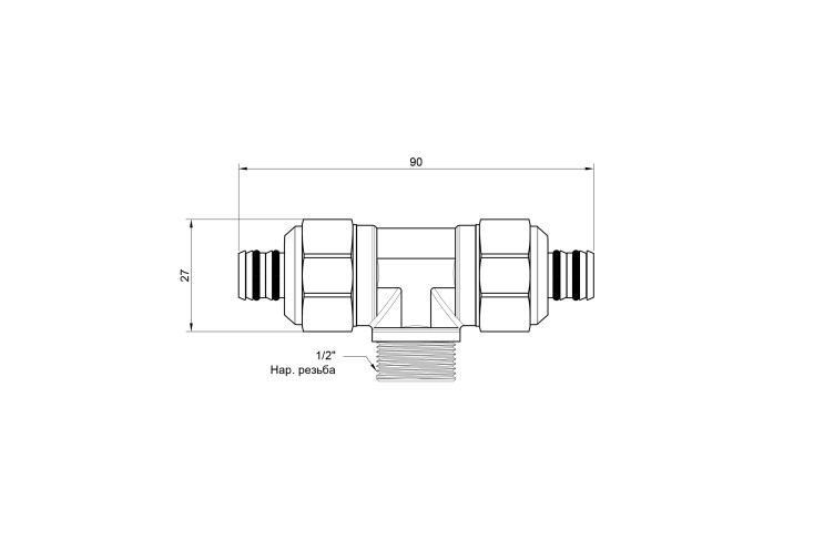 Тройник обжимной Icma 20х1/2"х20 НР №547 SD00020736