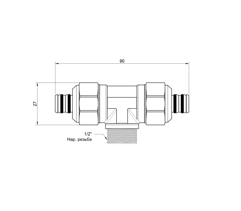 Тройник обжимной Icma 20х1/2"х20 НР №547 SD00020736