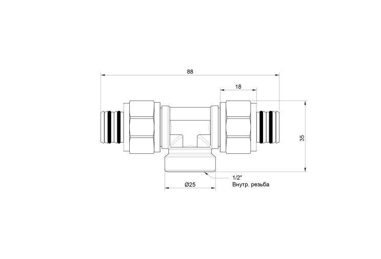 Тройник обжимной Icma 20х1/2"х20 ВР №548 SD00020740 Тройник обжимной Icma 20х1/2"х20 ВР №548 SD00020740