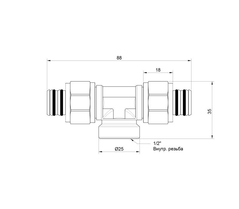 Тройник обжимной Icma 20х1/2"х20 ВР №548 SD00020740