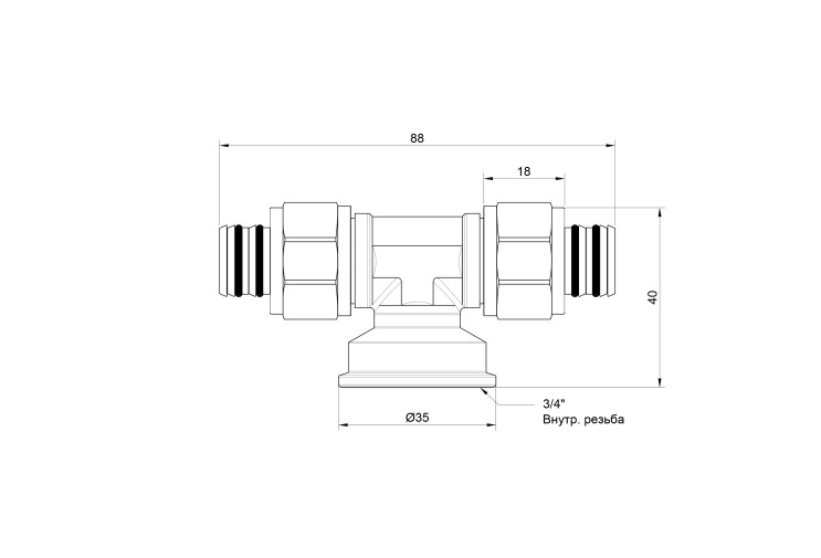 Тройник обжимной Icma 16х3/4"х16 ВР №548 SD00020741 Тройник обжимной Icma 16х3/4"х16 ВР №548 SD00020741