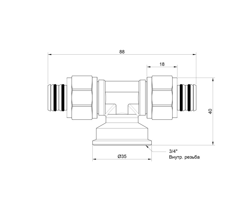 Тройник обжимной Icma 16х3/4"х16 ВР №548 SD00020741