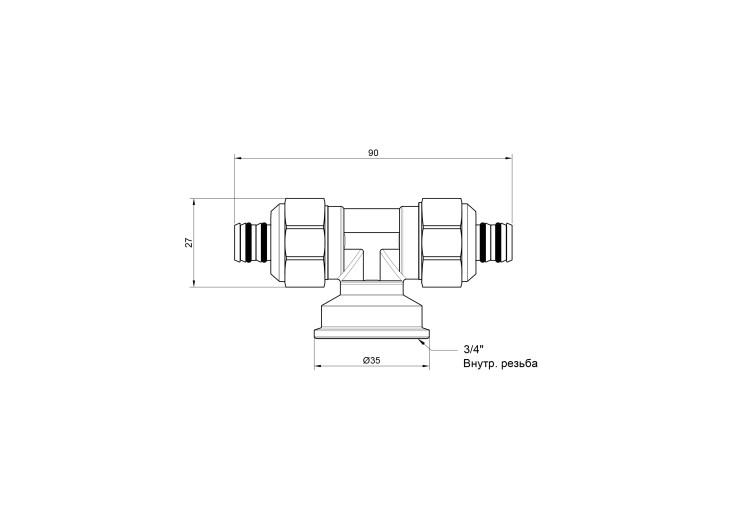Тройник обжимной Icma 20х3/4"х20 ВР №548 SD00020742 Тройник обжимной Icma 20х3/4"х20 ВР №548 SD00020742