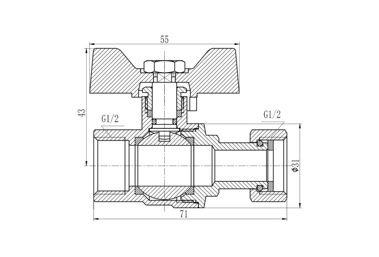 Кран кульовий з накидною гайкою SD Forte 1/2"х ВР для води прямий SF260W15 SD00021092 Кран кульовий з накидною гайкою SD Forte 1/2"х ВР для води прямий SF260W15 SD00021092